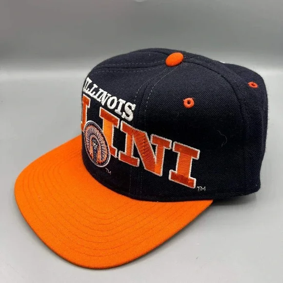 Vintage Illinois Fighting Illini Hat Men Orange‎ Starter Tri Power Snap Back Cap